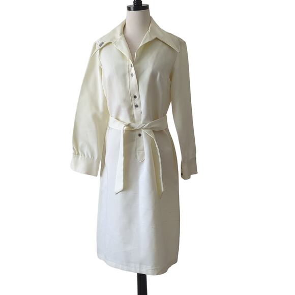 Vintage Womens LANVIN? Military Army Nurse Secretary Dress 1950s-70s? WWII? 12